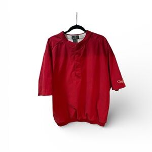 Antigua Red Pullover Windbreaker Short Sleeve Golf Top Size Large
